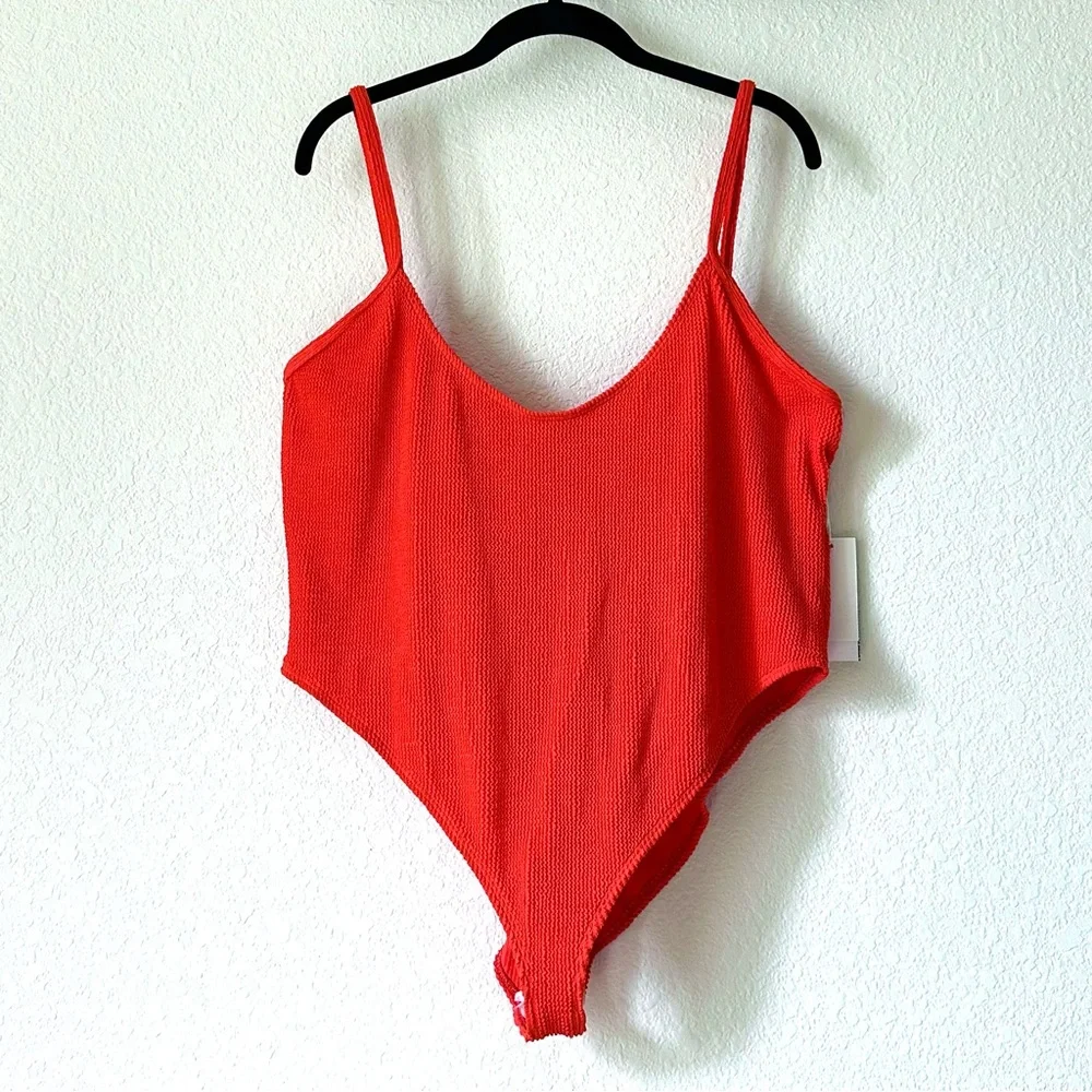 NWT Good American Always Fit One-Piece Swimsuit Bright Poppy Sz 7/8 4XL/5XL‎